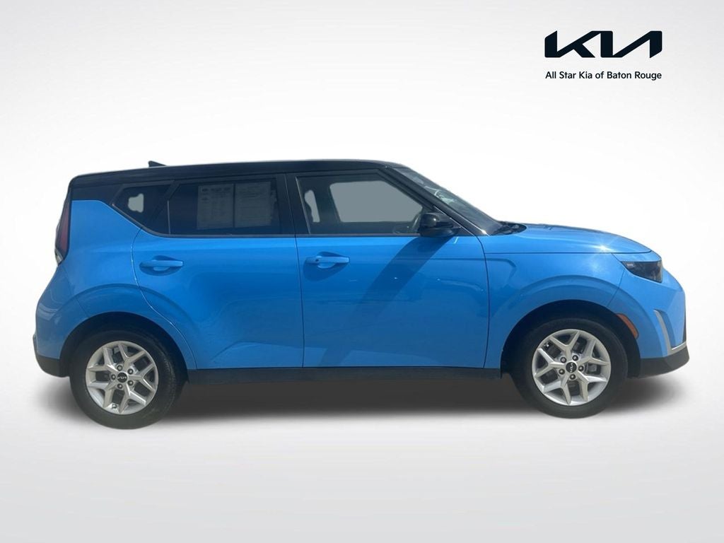 2023 Kia Soul S in Surf Blue W/Black Roof — front three-quarter view