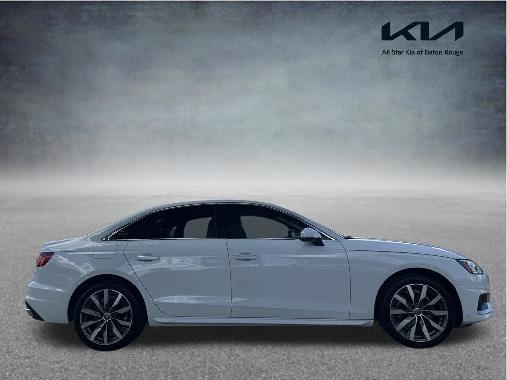 2020 Audi A4 40 Premium Plus in Glacier White — front three-quarter view
