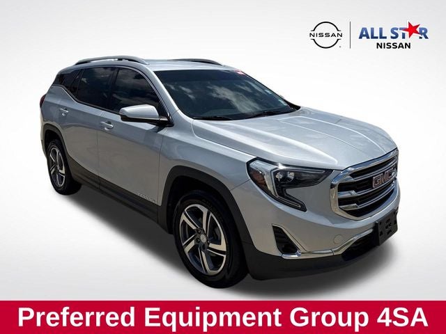 2019 GMC Terrain SLT in Quicksilver Metallic — front three-quarter view