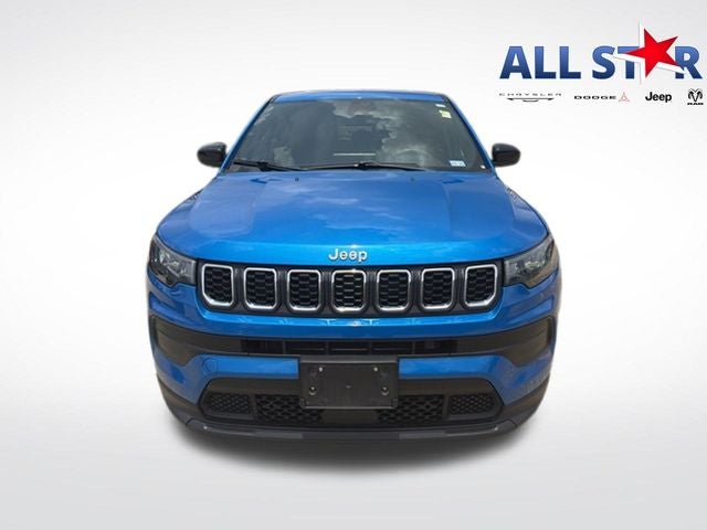 2024 Jeep Compass Sport 4x4 in Hydro Blue Pearlcoat — front three-quarter view
