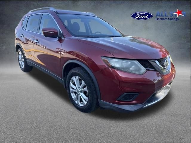 2015 Nissan Rogue SV in Cayenne Red Pearl — front three-quarter view